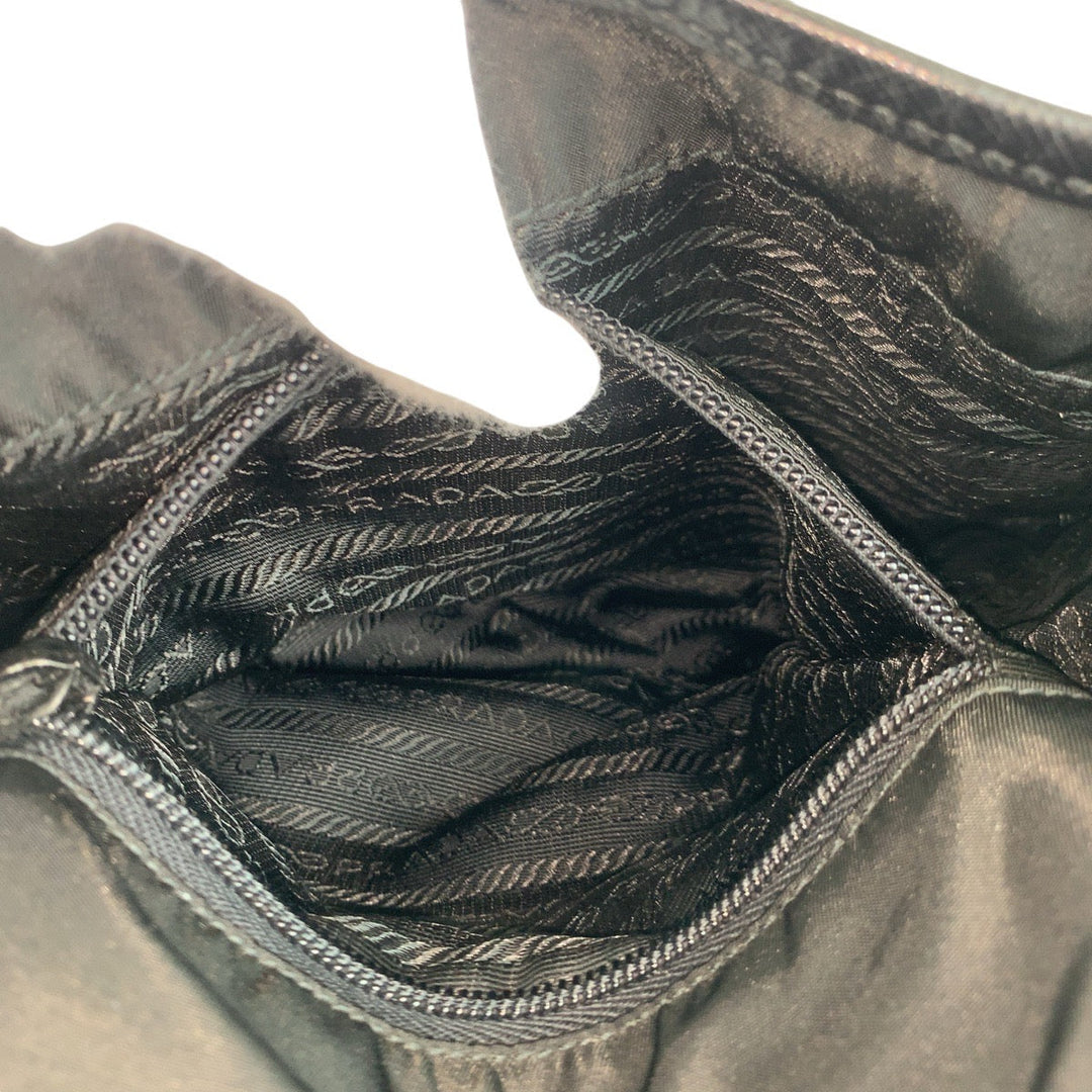 PRADA Shoulder Bag Nylon Black SilverMetal Crossbody Shoulder Bag Messenger Bag Test Triangle With logo Women Used Authentic