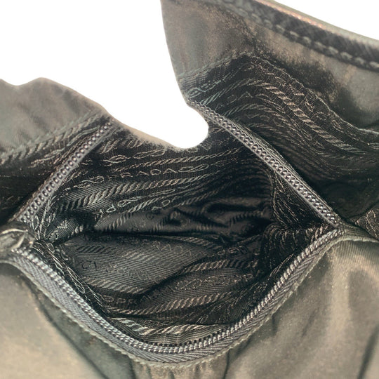 PRADA Shoulder Bag Nylon Black SilverMetal Crossbody Shoulder Bag Messenger Bag Test Triangle With logo Women Used Authentic