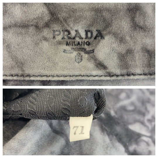 PRADA Shoulder Bag Suede, Plastic gray Crossbody Shoulder Bag Messenger Bag Plastic Chain Women Used Authentic
