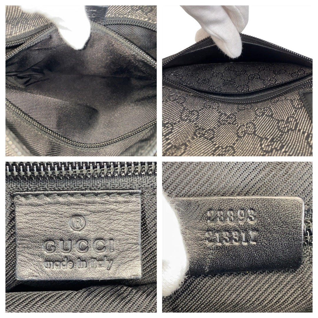 GUCCI Tote Bag 28893 GG canvas, leather Black black Tote Bag Shoulder Bag Women Used Authentic