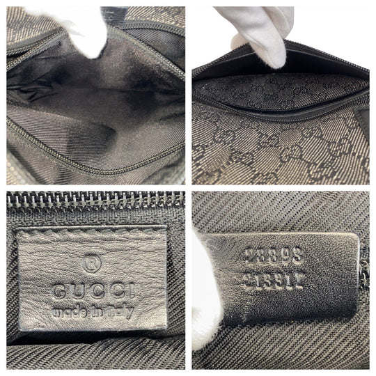GUCCI Tote Bag 28893 GG canvas, leather Black black Tote Bag Shoulder Bag Women Used Authentic