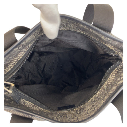 GUCCI Tote Bag 28893 GG canvas, leather Black black Tote Bag Shoulder Bag Women Used Authentic