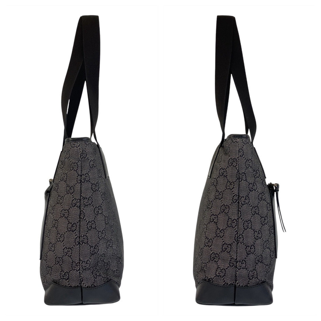 GUCCI Tote Bag 28893 GG canvas, leather Black black Tote Bag Shoulder Bag Women Used Authentic