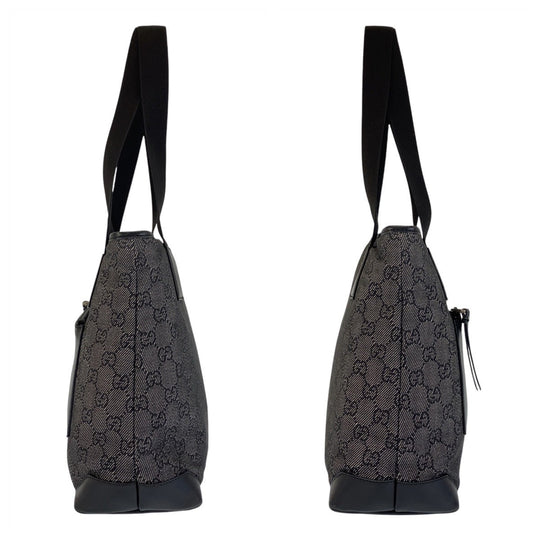 GUCCI Tote Bag 28893 GG canvas, leather Black black Tote Bag Shoulder Bag Women Used Authentic