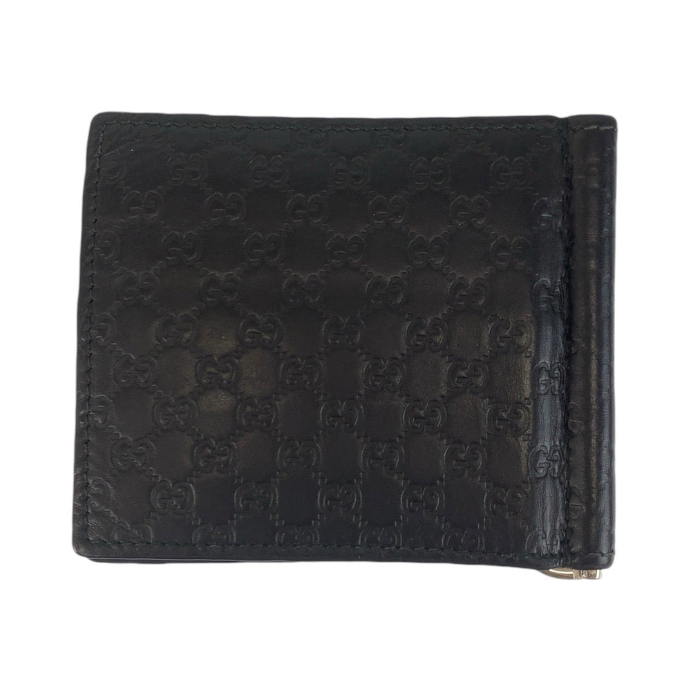 GUCCI Card Case 544478 leather black Card Case Money Clip Micro Guccisima mens Used Authentic