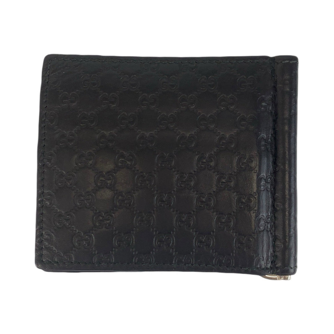 GUCCI Card Case 544478 leather black Card Case Money Clip Micro Guccisima mens Used Authentic