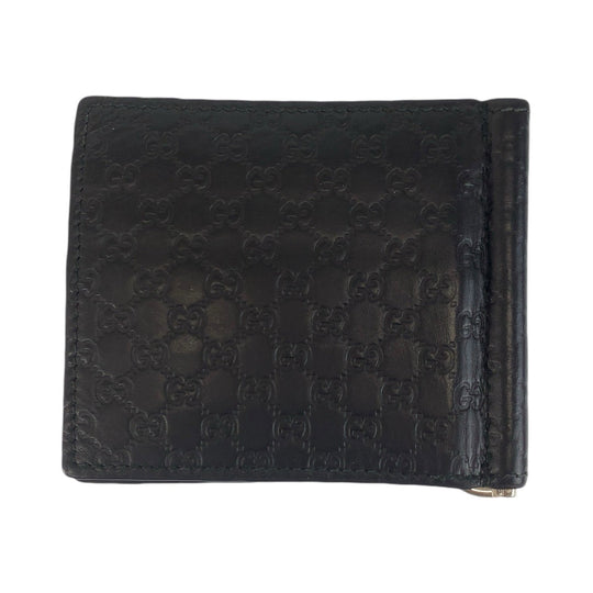 GUCCI Card Case 544478 leather black Card Case Money Clip Micro Guccisima mens Used Authentic