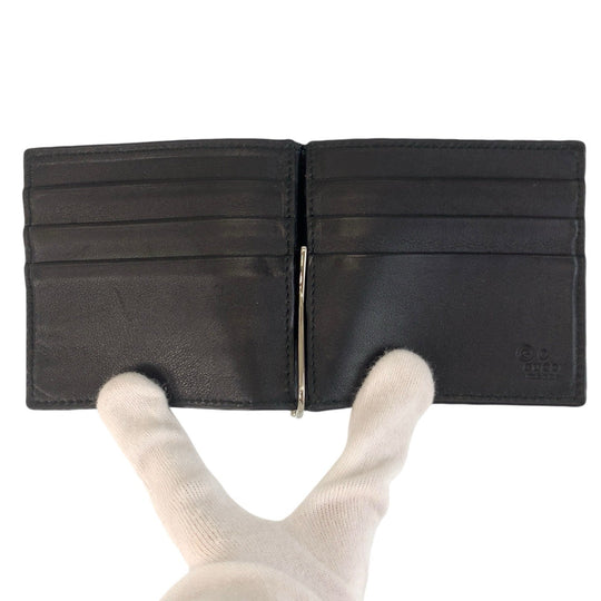 GUCCI Card Case 544478 leather black Card Case Money Clip Micro Guccisima mens Used Authentic