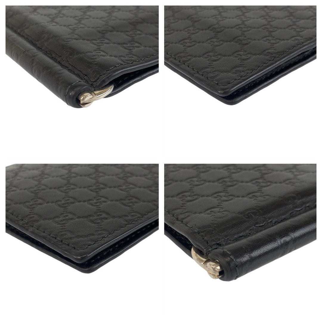 GUCCI Card Case 544478 leather black Card Case Money Clip Micro Guccisima mens Used Authentic