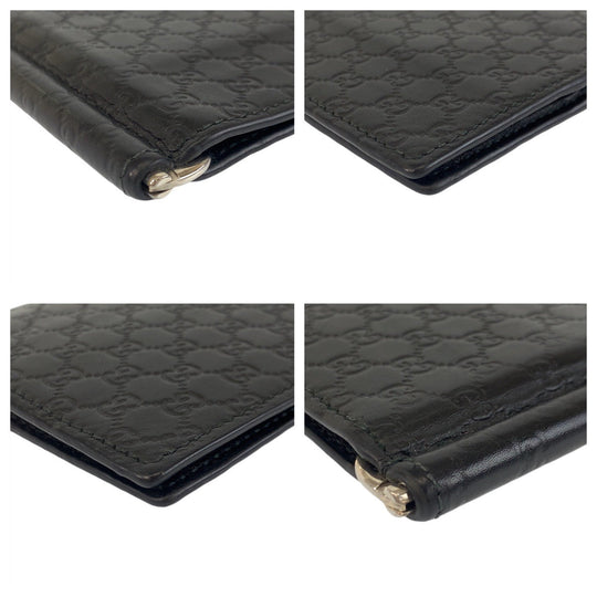 GUCCI Card Case 544478 leather black Card Case Money Clip Micro Guccisima mens Used Authentic