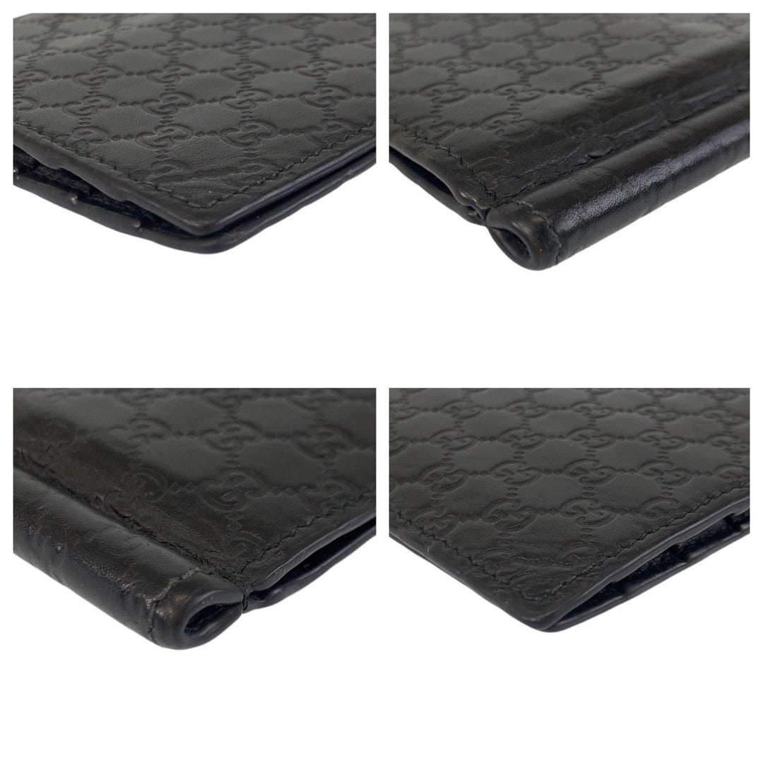 GUCCI Card Case 544478 leather black Card Case Money Clip Micro Guccisima mens Used Authentic