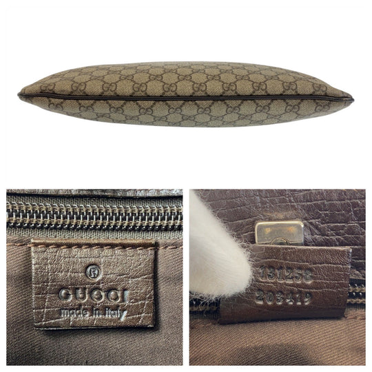 GUCCI Tote Bag 131258 GG Supreme canvas, leather Beige brown Tote Bag Women Used Authentic