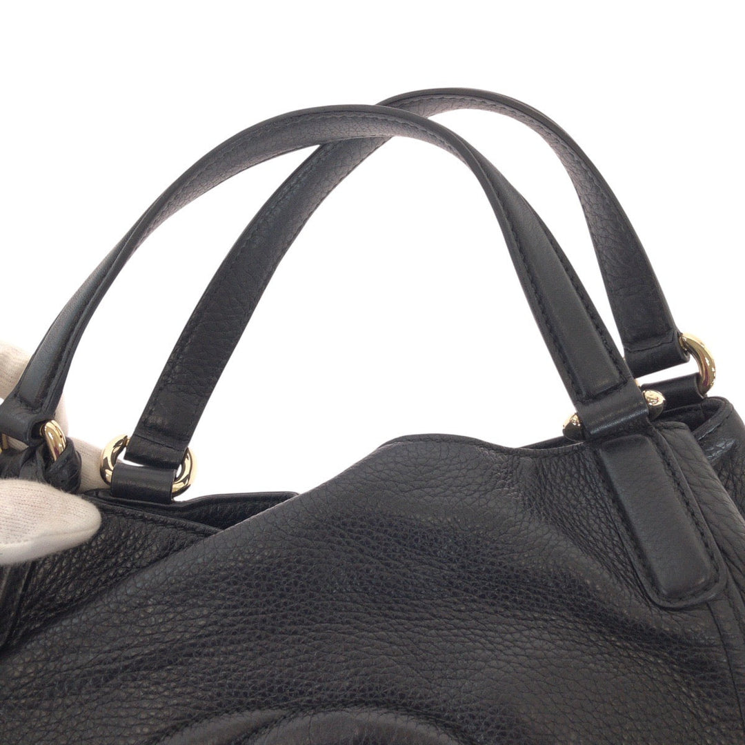 GUCCI Tote Bag 282309 leather Black GoldMetal Tote Bag Shoulder Bag Interlocking Tassels Soho Women Used Authentic