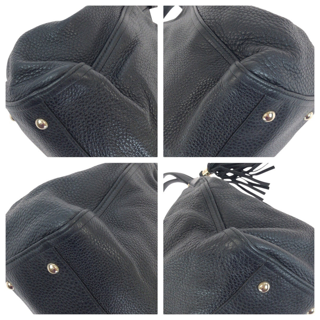 GUCCI Tote Bag 282309 leather Black GoldMetal Tote Bag Shoulder Bag Interlocking Tassels Soho Women Used Authentic