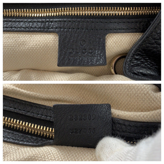 GUCCI Tote Bag 282309 leather Black GoldMetal Tote Bag Shoulder Bag Interlocking Tassels Soho Women Used Authentic