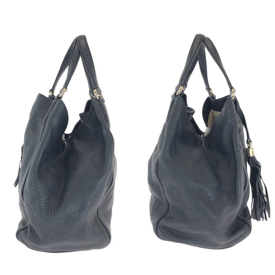 GUCCI Tote Bag 282309 leather Black GoldMetal Tote Bag Shoulder Bag Interlocking Tassels Soho Women Used Authentic