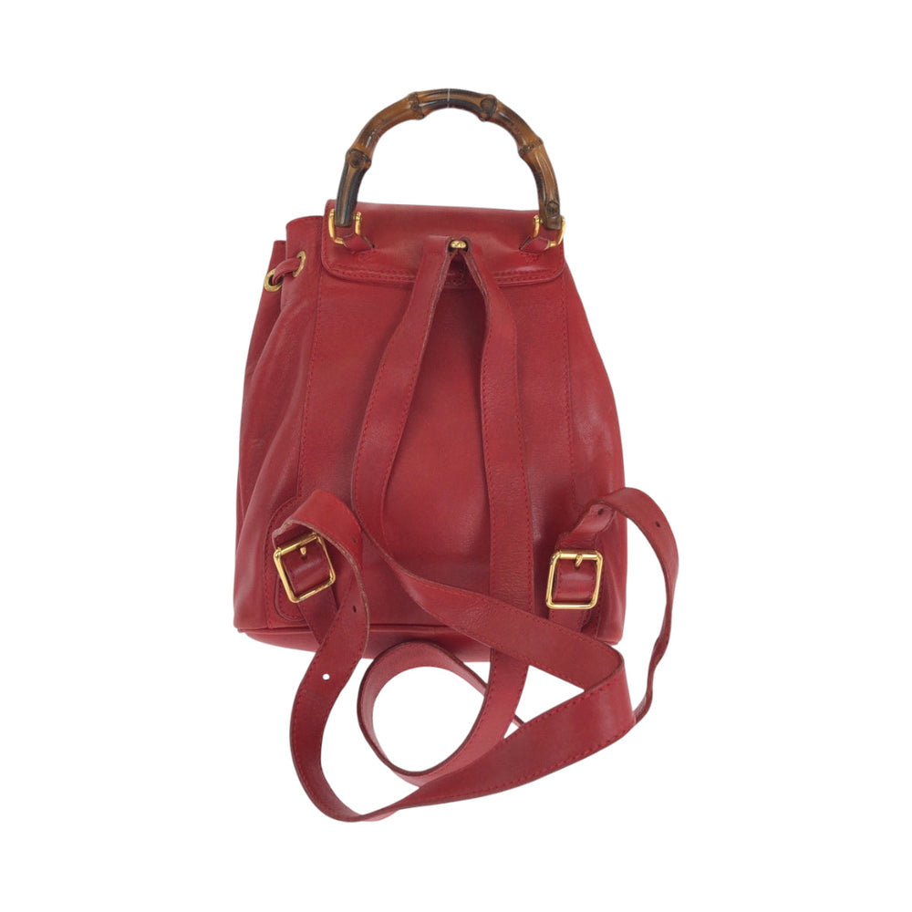 GUCCI Backpack 003 2058 0080 leather Red brown Backpack Backpack Bamboo Women Used Authentic