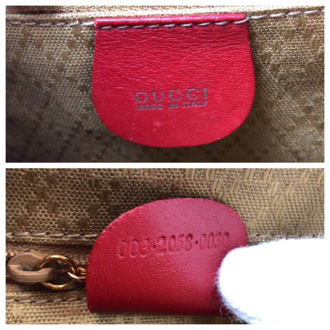 GUCCI Backpack 003 2058 0080 leather Red brown Backpack Backpack Bamboo Women Used Authentic