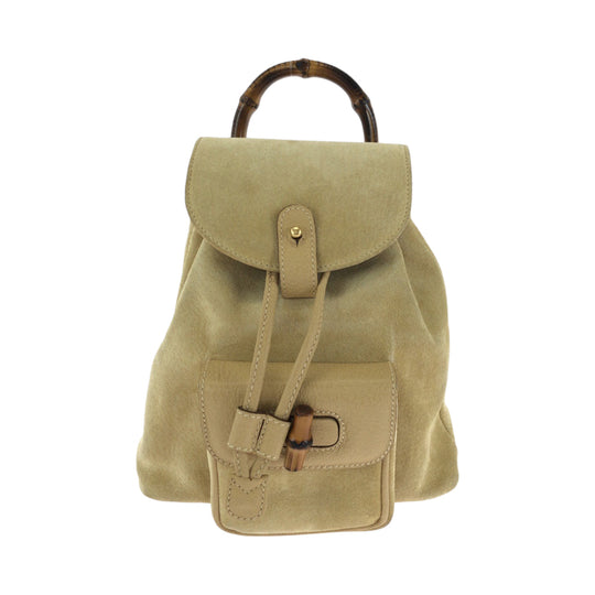 GUCCI Backpack 003 8030 Suede Beige brown Backpack Backpack Bamboo Old Gucci Women Used Authentic