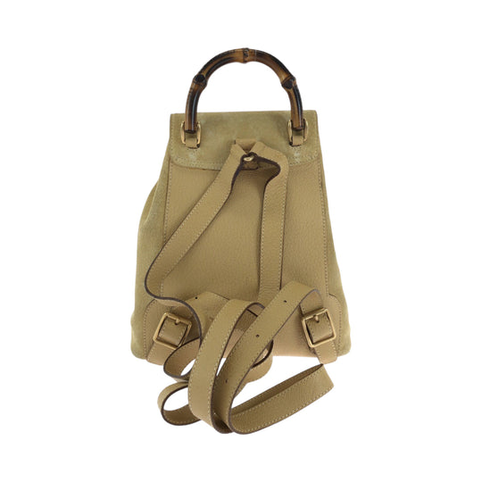 GUCCI Backpack 003 8030 Suede Beige brown Backpack Backpack Bamboo Old Gucci Women Used Authentic