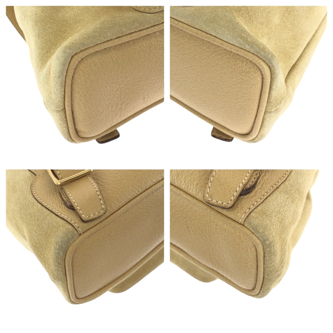 GUCCI Backpack 003 8030 Suede Beige brown Backpack Backpack Bamboo Old Gucci Women Used Authentic