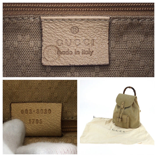 GUCCI Backpack 003 8030 Suede Beige brown Backpack Backpack Bamboo Old Gucci Women Used Authentic