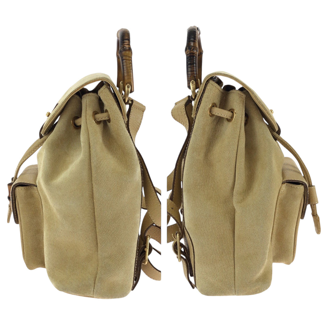 GUCCI Backpack 003 8030 Suede Beige brown Backpack Backpack Bamboo Old Gucci Women Used Authentic