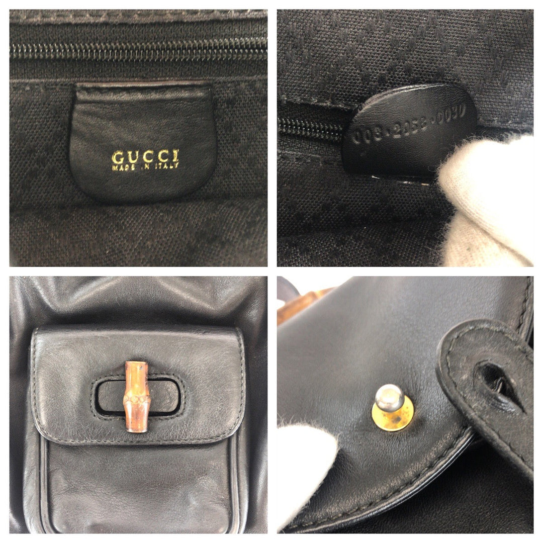 GUCCI Backpack 003 2058 0030 leather black Backpacks & Daypacks Backpacks Bamboo Women Used Authentic
