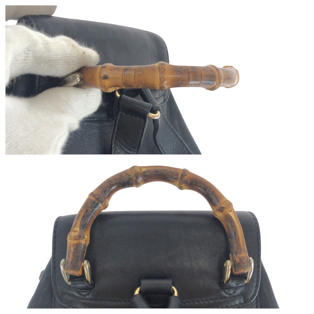 GUCCI Backpack 003 2058 0030 leather black Backpacks & Daypacks Backpacks Bamboo Women Used Authentic