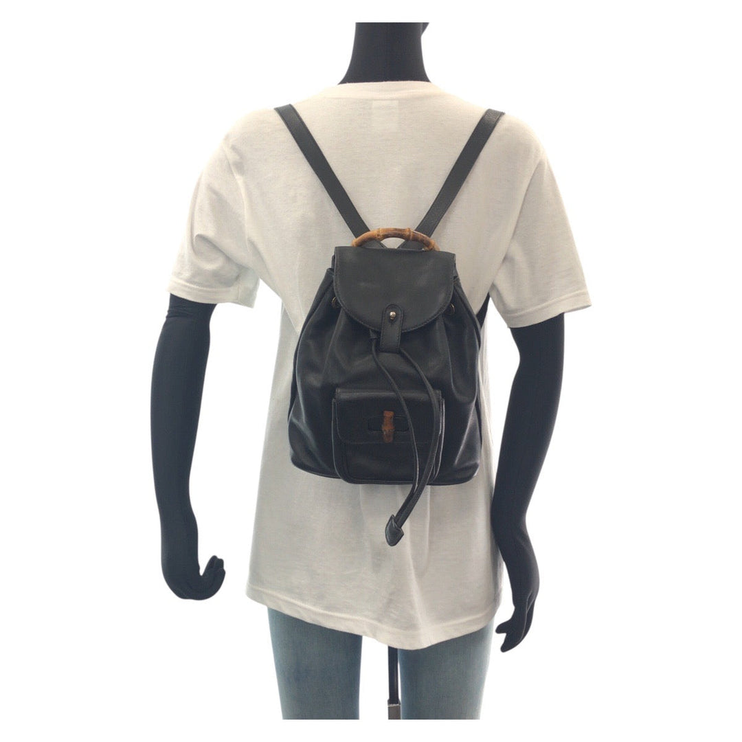 GUCCI Backpack 003 2058 0030 leather black Backpacks & Daypacks Backpacks Bamboo Women Used Authentic