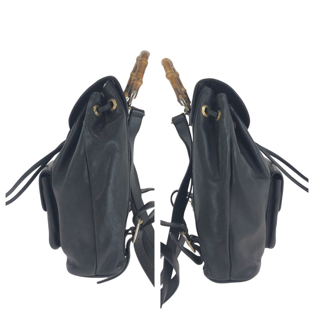 GUCCI Backpack 003 2058 0030 leather black Backpacks & Daypacks Backpacks Bamboo Women Used Authentic