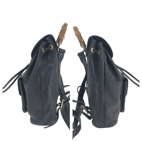 GUCCI Backpack 003 2058 0030 leather black Backpacks & Daypacks Backpacks Bamboo Women Used Authentic