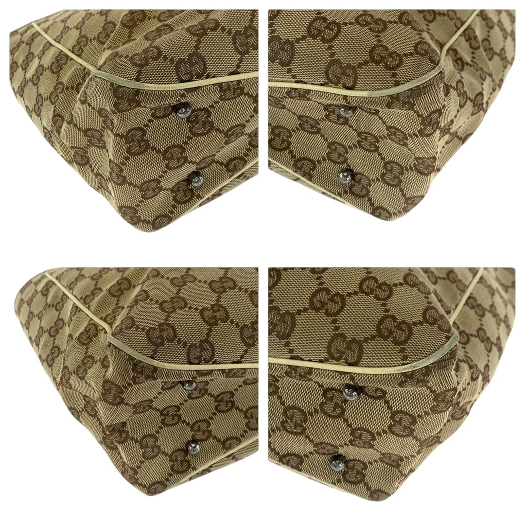 GUCCI Tote Bag 113019 GG canvas Brown Beige SilverMetal Tote Bag Shoulder Bag Women Used Authentic
