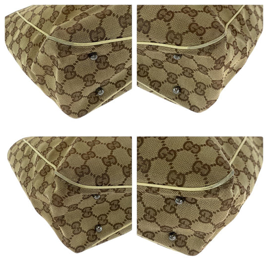 GUCCI Tote Bag 113019 GG canvas Brown Beige SilverMetal Tote Bag Shoulder Bag Women Used Authentic