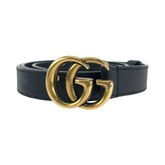 GUCCI belt 409417 leather black Belt buckle GG Marmont Women 26 Used Authentic