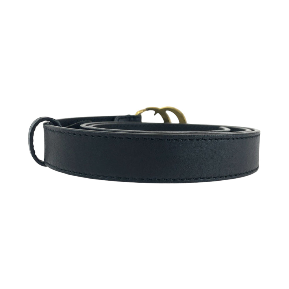 GUCCI belt 409417 leather black Belt buckle GG Marmont Women 26 Used Authentic