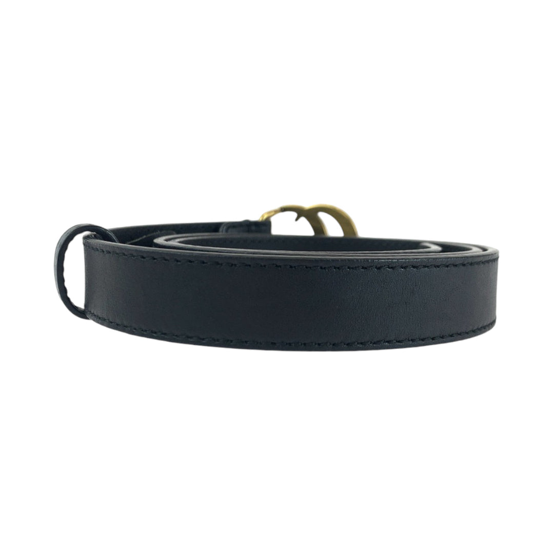 GUCCI belt 409417 leather black Belt buckle GG Marmont Women 26 Used Authentic