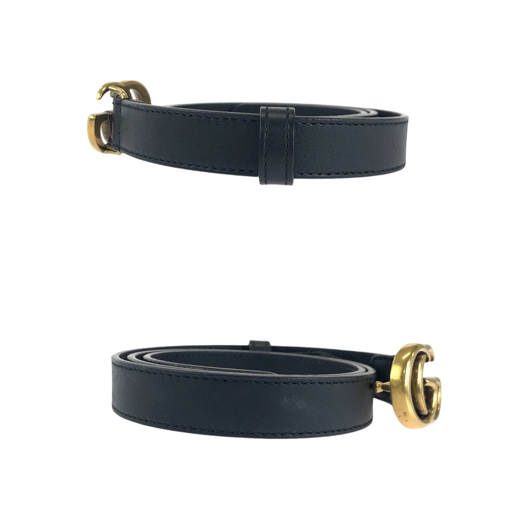 GUCCI belt 409417 leather black Belt buckle GG Marmont Women 26 Used Authentic