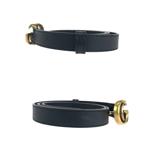 GUCCI belt 409417 leather black Belt buckle GG Marmont Women 26 Used Authentic