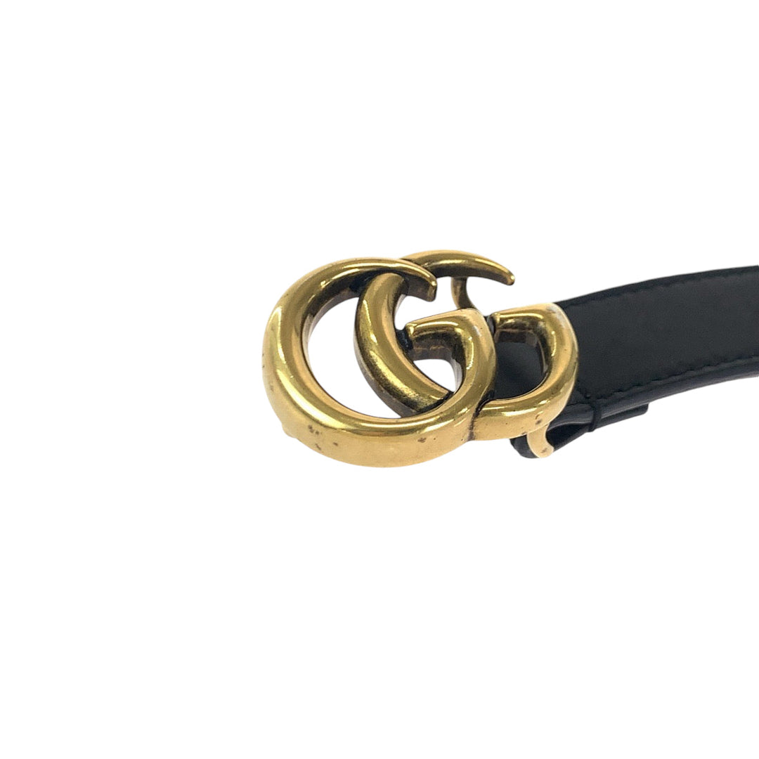 GUCCI belt 409417 leather black Belt buckle GG Marmont Women 26 Used Authentic