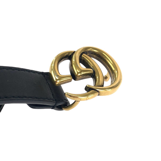 GUCCI belt 409417 leather black Belt buckle GG Marmont Women 26 Used Authentic