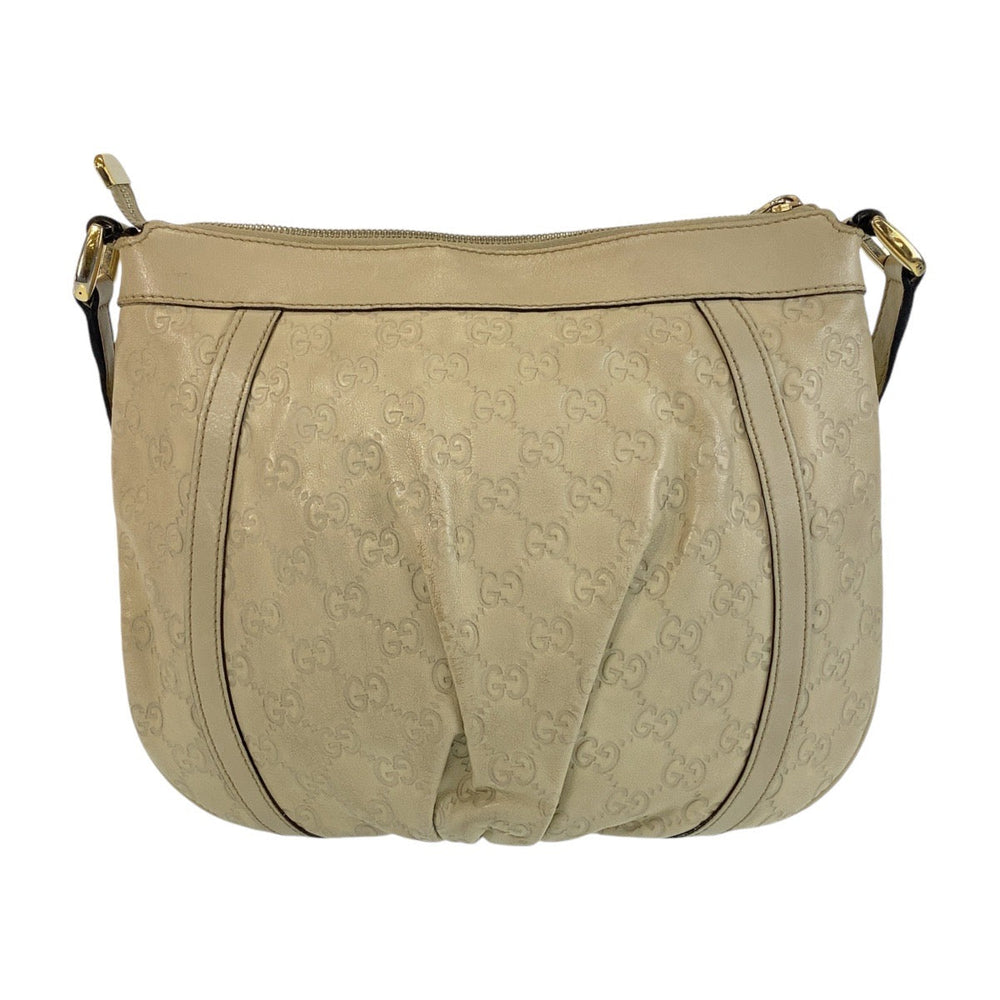 GUCCI Shoulder Bag 203257 leather Ivory White Gold Metal Crossbody Shoulder Bag Messenger Bag Abby Guccissima Women Used Authentic