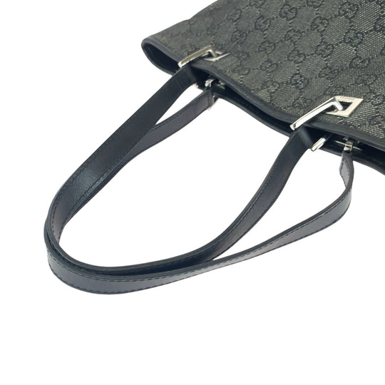 GUCCI Tote Bag 31244 GG canvas Black SilverMetal Tote Bag handbag Women Used Authentic