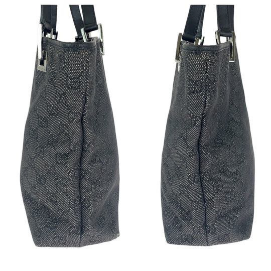 GUCCI Tote Bag 31244 GG canvas Black SilverMetal Tote Bag handbag Women Used Authentic