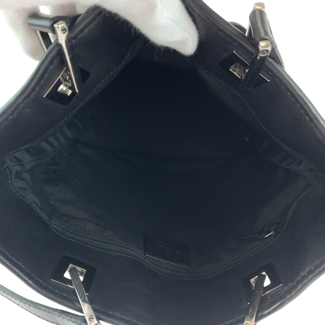 GUCCI Tote Bag 31244 GG canvas Black SilverMetal Tote Bag handbag Women Used Authentic