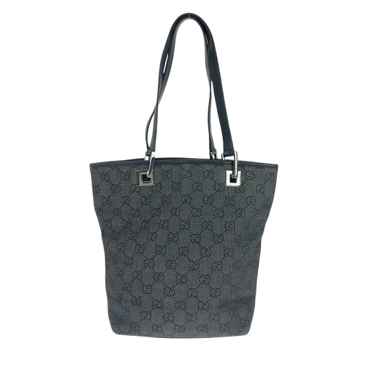 GUCCI Tote Bag 31244 GG canvas Black SilverMetal Tote Bag handbag Women Used Authentic