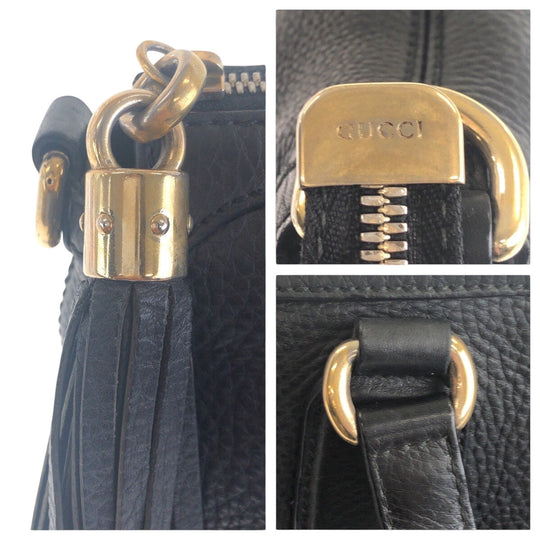 GUCCI Tote Bag 308386 leather Black GoldMetal Tote Bag handbag Soho Women Used Authentic