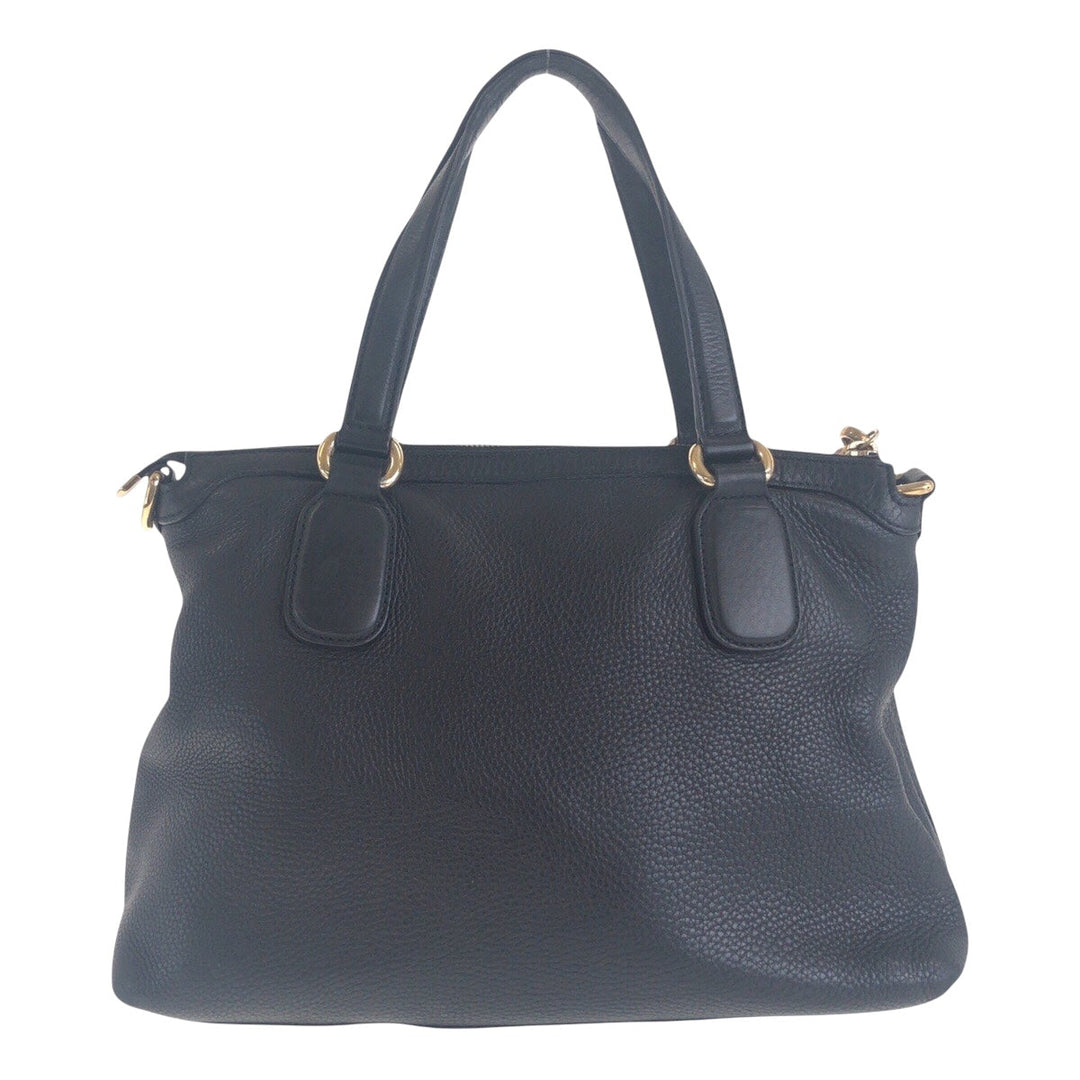 GUCCI Tote Bag 308386 leather Black GoldMetal Tote Bag handbag Soho Women Used Authentic