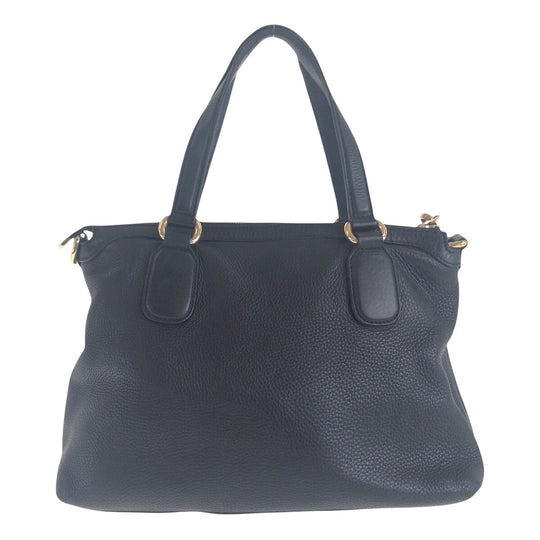 GUCCI Tote Bag 308386 leather Black GoldMetal Tote Bag handbag Soho Women Used Authentic