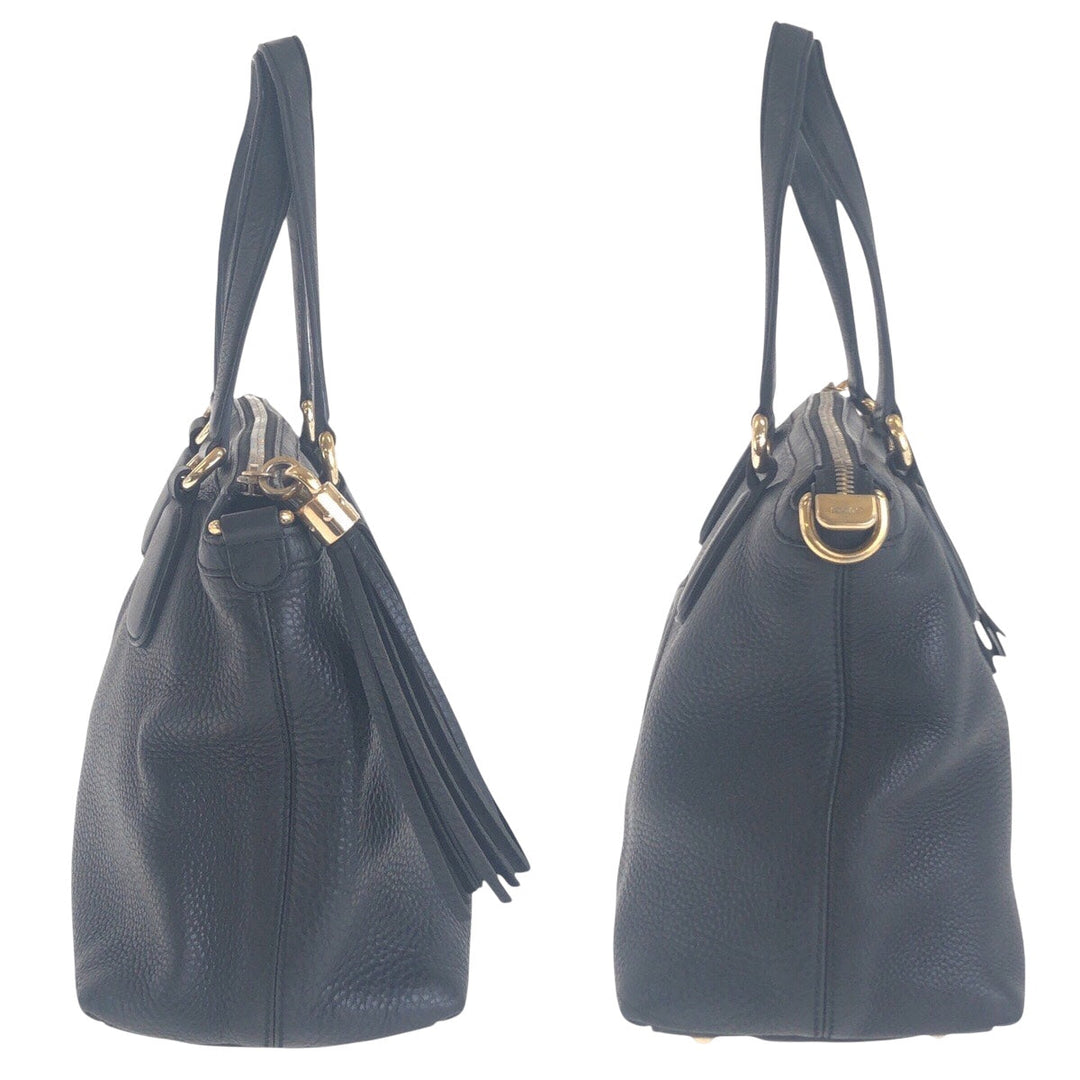 GUCCI Tote Bag 308386 leather Black GoldMetal Tote Bag handbag Soho Women Used Authentic